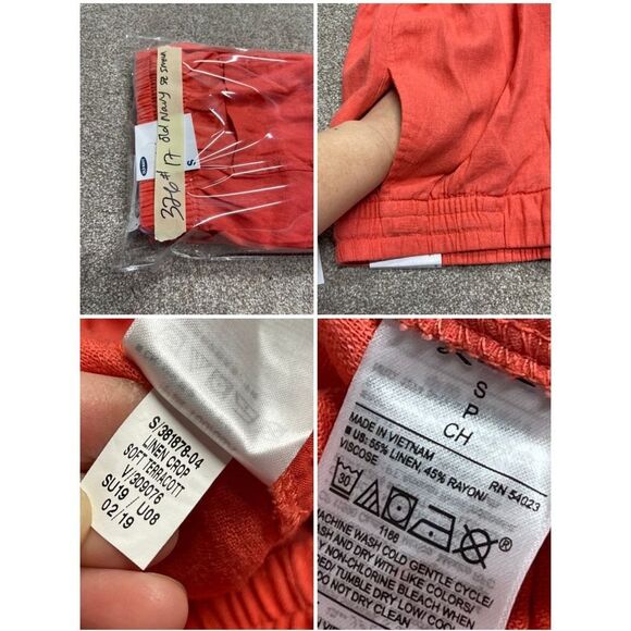 Old navy pullon linen blend crop trousers womens sz small drawstring orange nwt - Picture 11 of 12